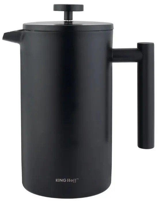 Френска преса за кафе/чай Kinghoff KH 1996, 1 л, Неръждаема стомана, Двойни стени, Черен