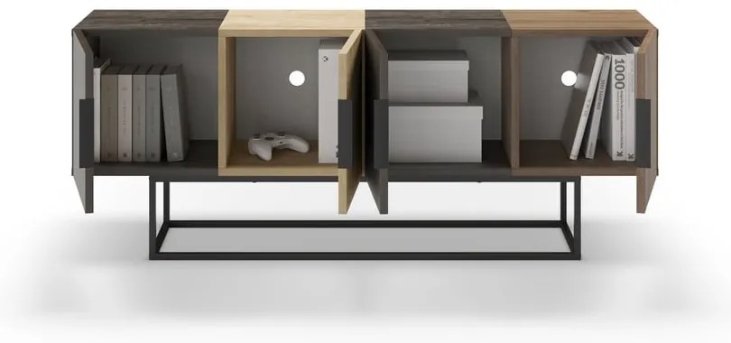 Масичка за телевизор в дъбов декор в естествено кафяво 140x55 cm Titan - Marckeric