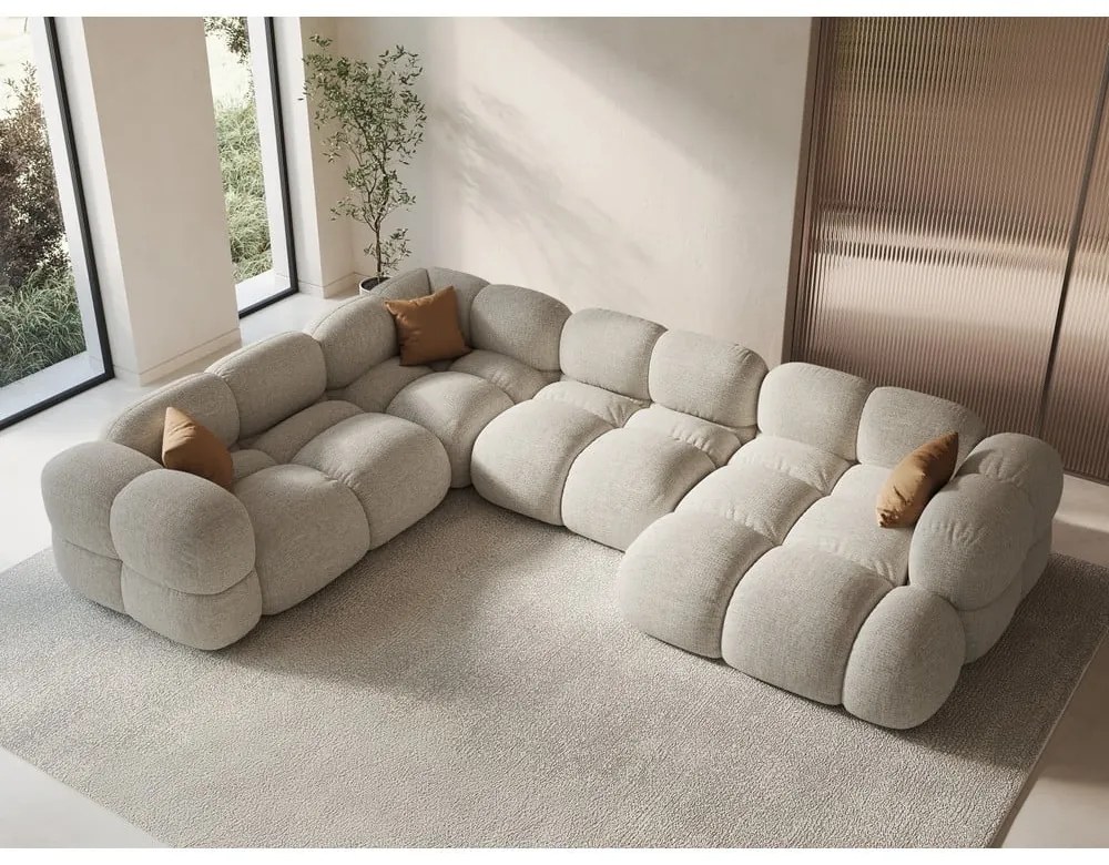 Бежов ъглов диван (ляв ъгъл/U форма) Loretto – Cosmopolitan Design