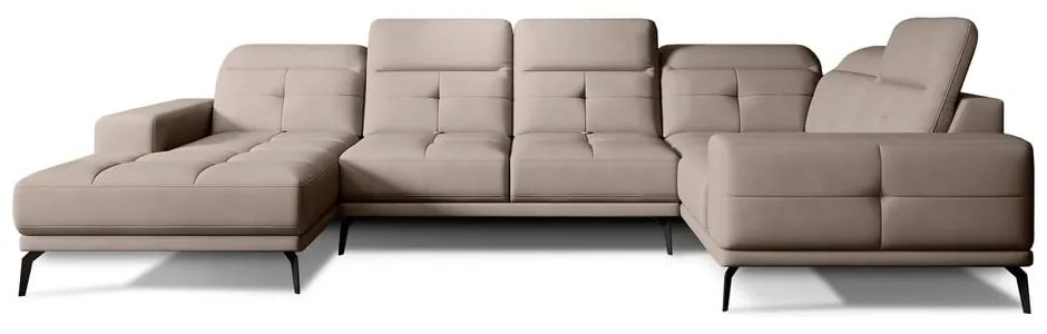 Светлокафяв кадифен ъглов диван (десен ъгъл/U форма) Neviro – ELTAP