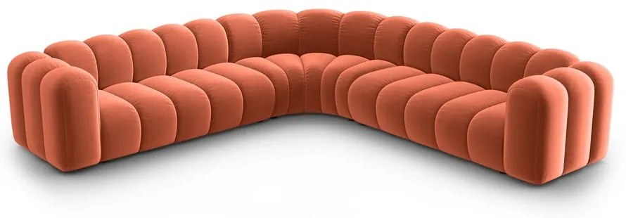 Розов кадифен модулен ъглов диван Lupine – Micadoni