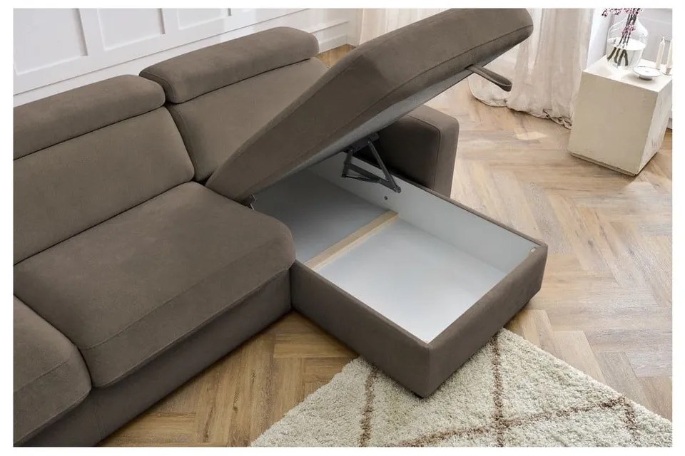 Кафяв разтегателен ъглов диван (променлив) Monaco – Bobochic Paris