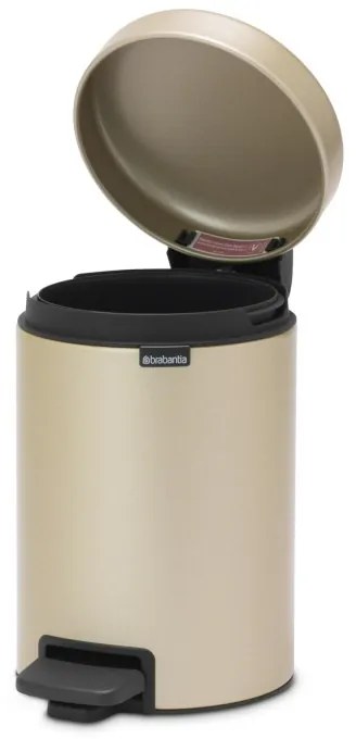 Кош за боклук с педал Brabantia NewIcon 1003195, 3 л, Плавно затваряне, Противоплъзгаща основа, Златен металик