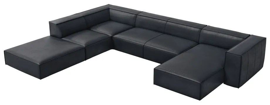 Тъмносин кожен ъглов диван (ляв ъгъл) Madame – Windsor &amp; Co Sofas