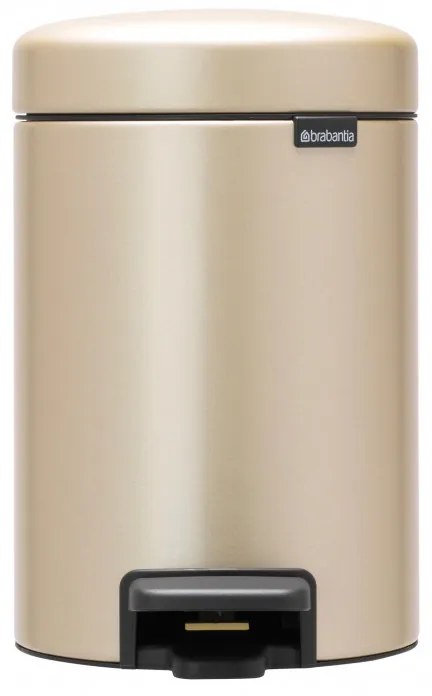 Кош за боклук с педал Brabantia NewIcon 1003195, 3 л, Плавно затваряне, Противоплъзгаща основа, Златен металик