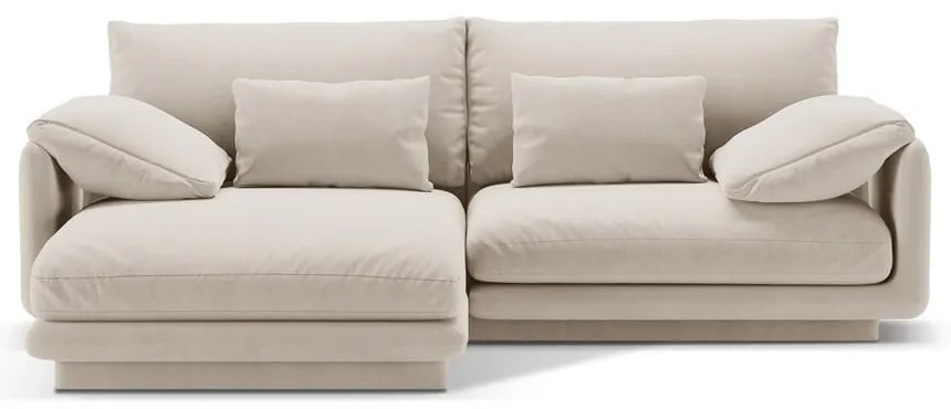 Бял кадифен ъглов диван (ляв ъгъл) Torino – Micadoni