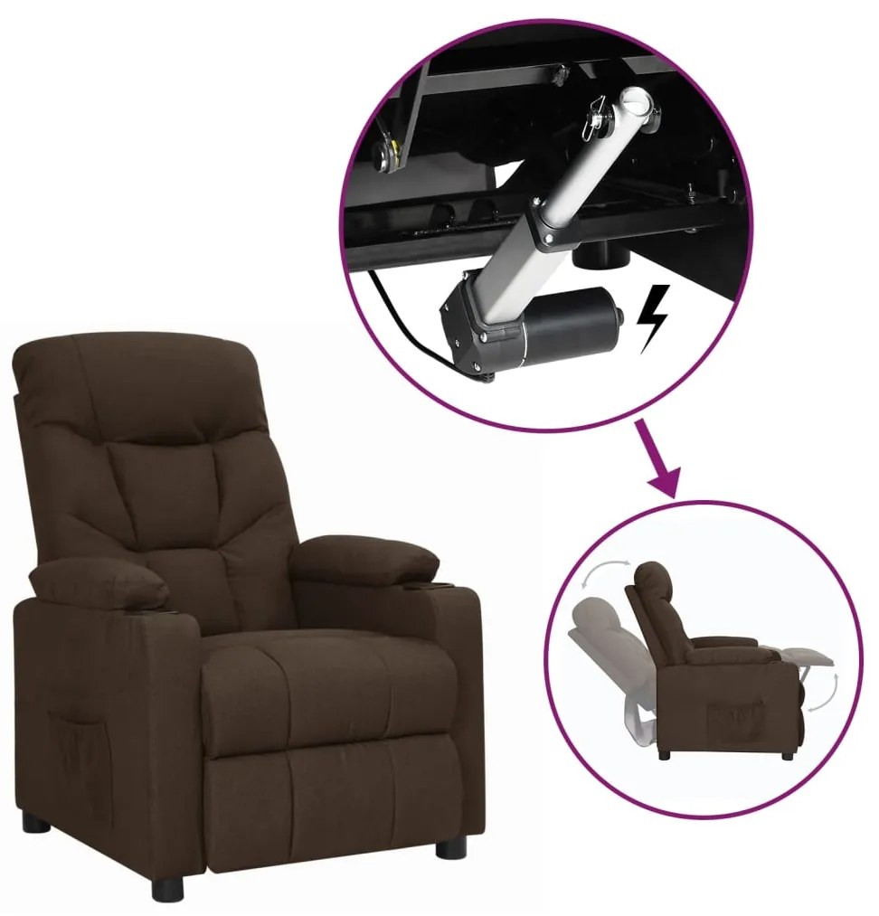 3093462 vidaXL Изправящ стол, тъмнокафяв, текстил