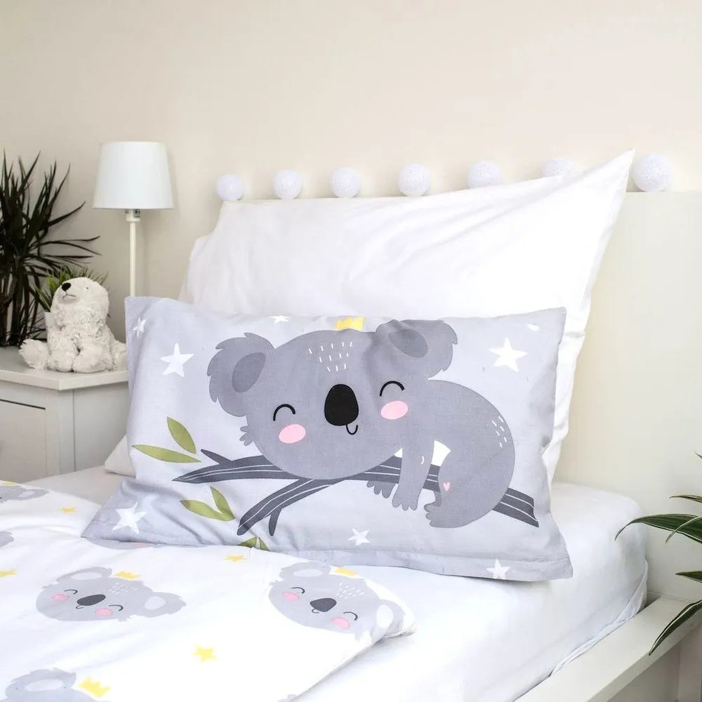 Сиво памучно детско спално бельо за детско креватче 100x135 cm Koala "Sweet Dreams" – Jerry Fabrics