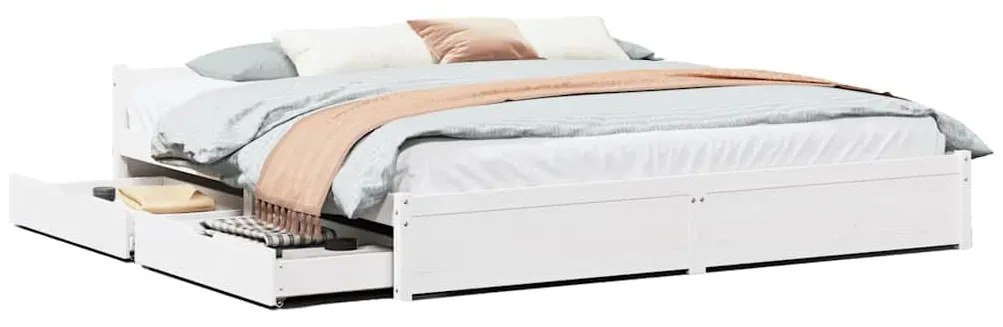 3301695 vidaXL Рамка за легло без матрак, бял, 180x200 см, бор масив