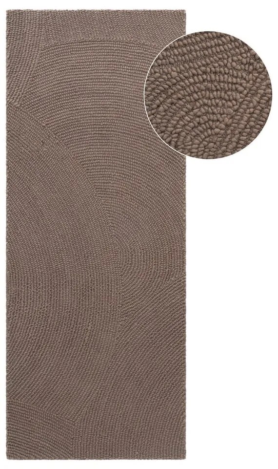 Кафяво-сива ръчно изработена вълнена пътека 80x300 cm Calmio – Hanse Home