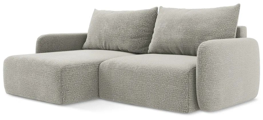 Светлосив разтегателен ъглов диван с място за съхранение (ляв ъгъл) Kalena – Makamii