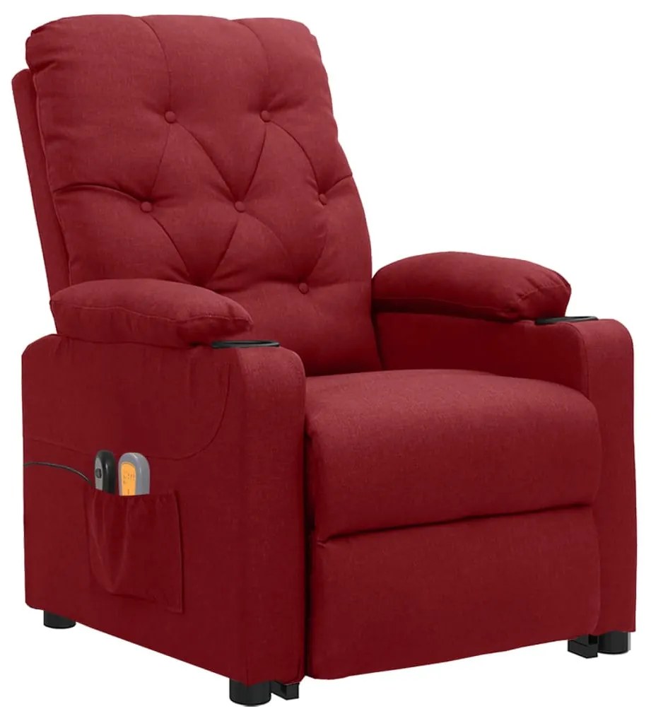 3093490 vidaXL Изправящ масажен стол, виненочервен, текстил