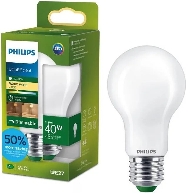 Димируема LED крушка ULTRAEFFICIENT Philips A60 E27/2,3W/230V 2700K