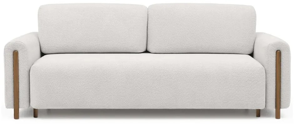 Кремав сгъваем/с място за съхранение диван от прежда с примки от букле 244 cm Arcadova – ELTAP