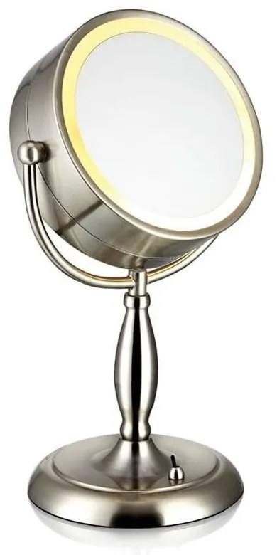 Настолно огледало с осветление в сребристо лице, ø 16,2 cm - Markslöjd