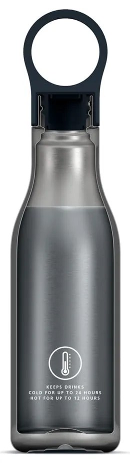 Тъмно синя бутилка от неръждаема стомана за пътуване 500 ml Loop - Joseph Joseph