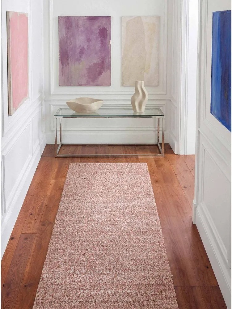 Сиво-розова ръчно изработена пътека от букле 80x200 cm Notting Hill Portobello – Ted Baker