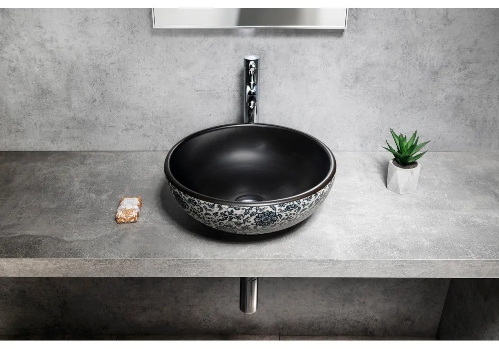 Черна керамична кръгла мивка ø 41 cm Priori – Sapho