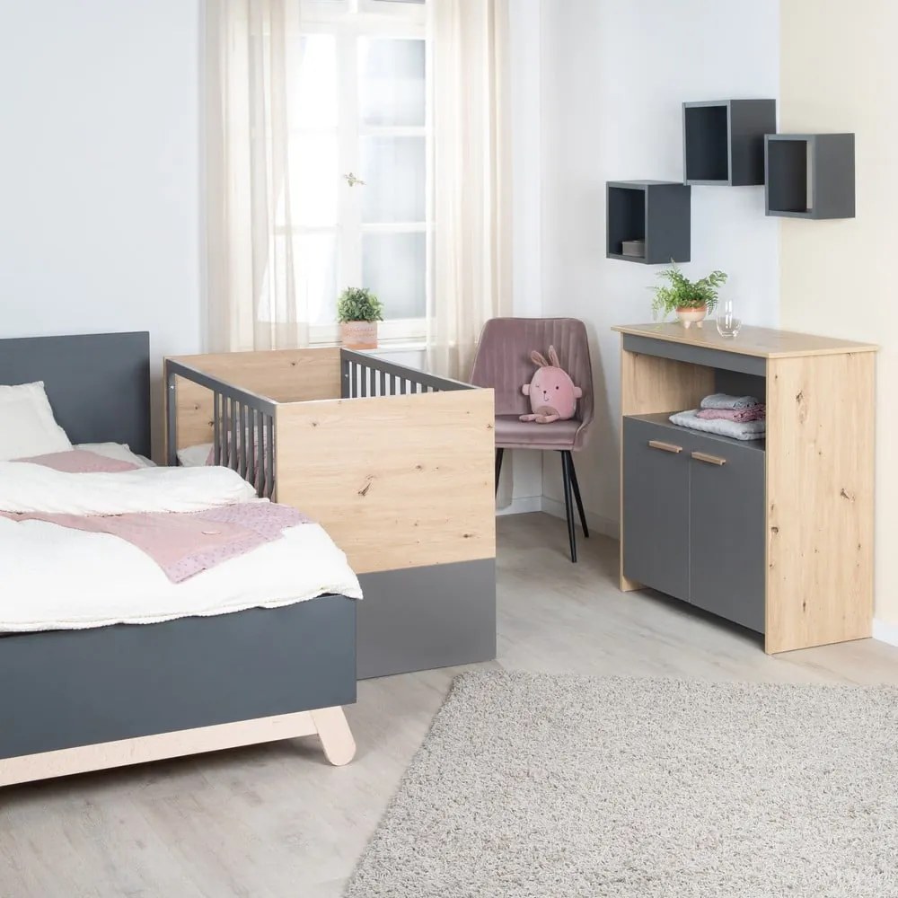 Детско креватче в сив и естествен цвят 60x120 cm Anna – Roba