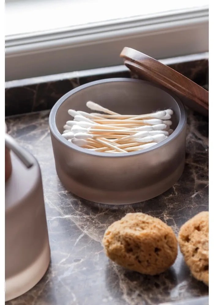 Кафяв стъклен органайзер за баня за памучни тампони Modest – Mette Ditmer Denmark