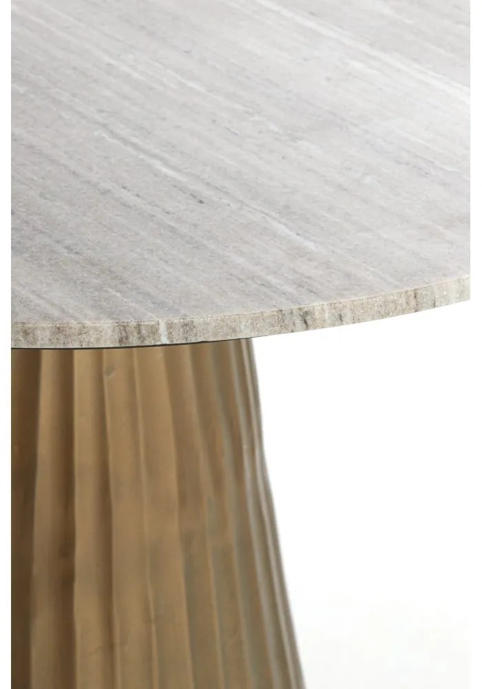 Кръгла маса за хранене в бронзов и естествен цвят с мраморен плот ø 100 cm Rianne - Light &amp; Living