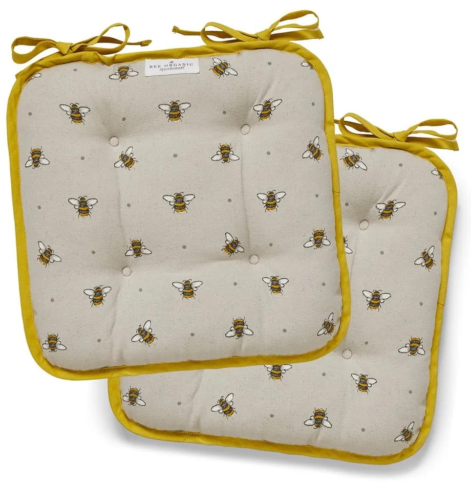 Бежова и жълта памучна възглавница за сядане Bumble Bees - Cooksmart ®
