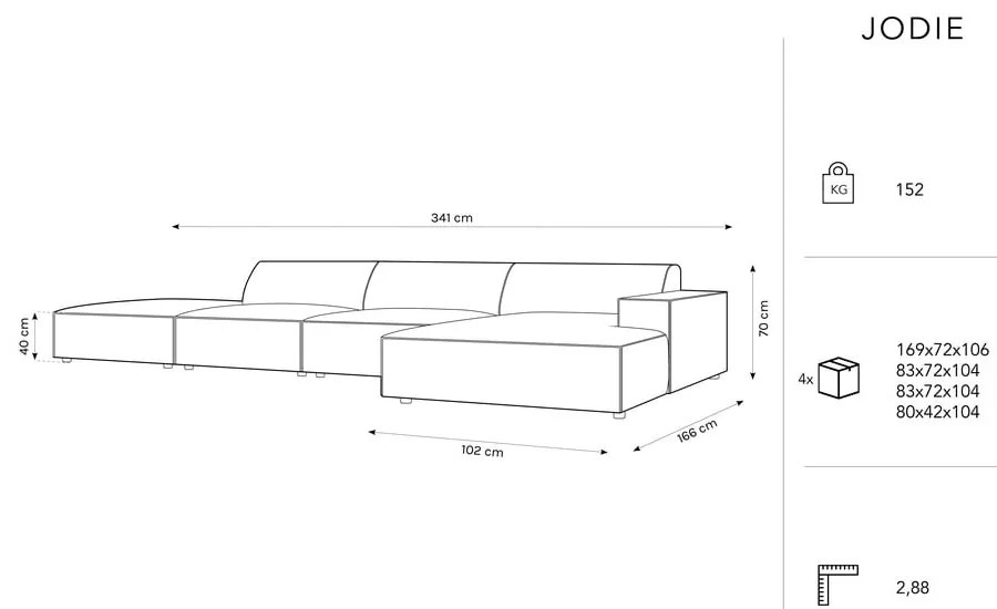 Бежов ъглов диван (десен ъгъл) Jodie - Micadoni Home