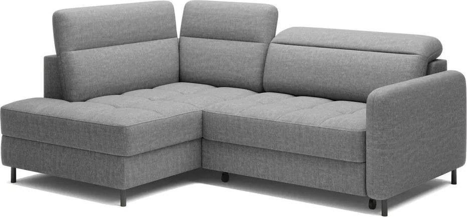 Сив кадифен разтегателен ъглов диван с място за съхранение (ляв ъгъл L форма) Barea – ELTAP