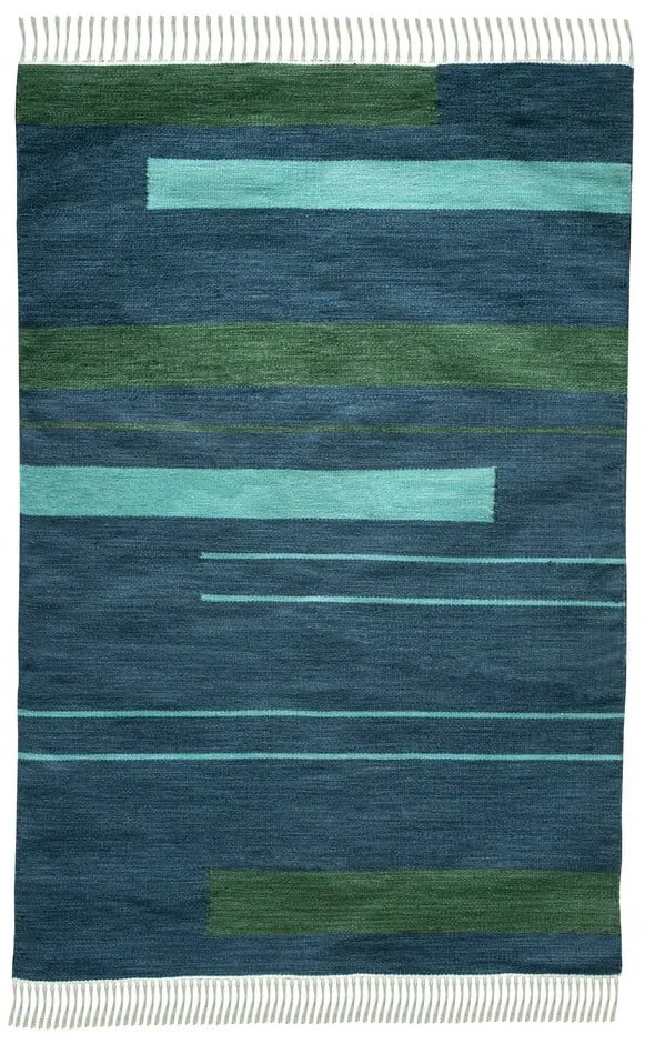 Тъмносин двустранен килим за открито, изработен от рециклирана пластмаса , 90 x 150 cm Marlin - Green Decore