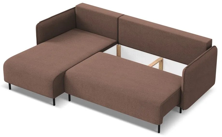 Розов разтегателен ъглов диван с място за съхранение (ляв ъгъл) Luana – Makamii