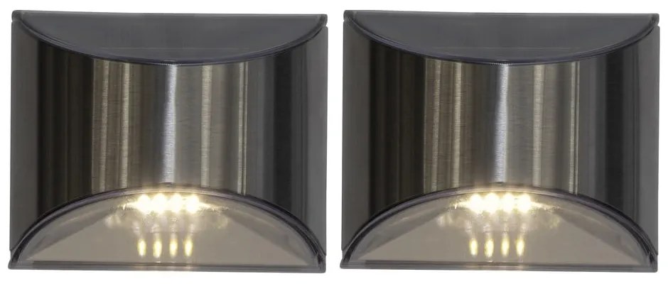 Комплект от 2 слънчеви LED лампи за стена от неръждаема стомана, височина 8 см Wally - Star Trading