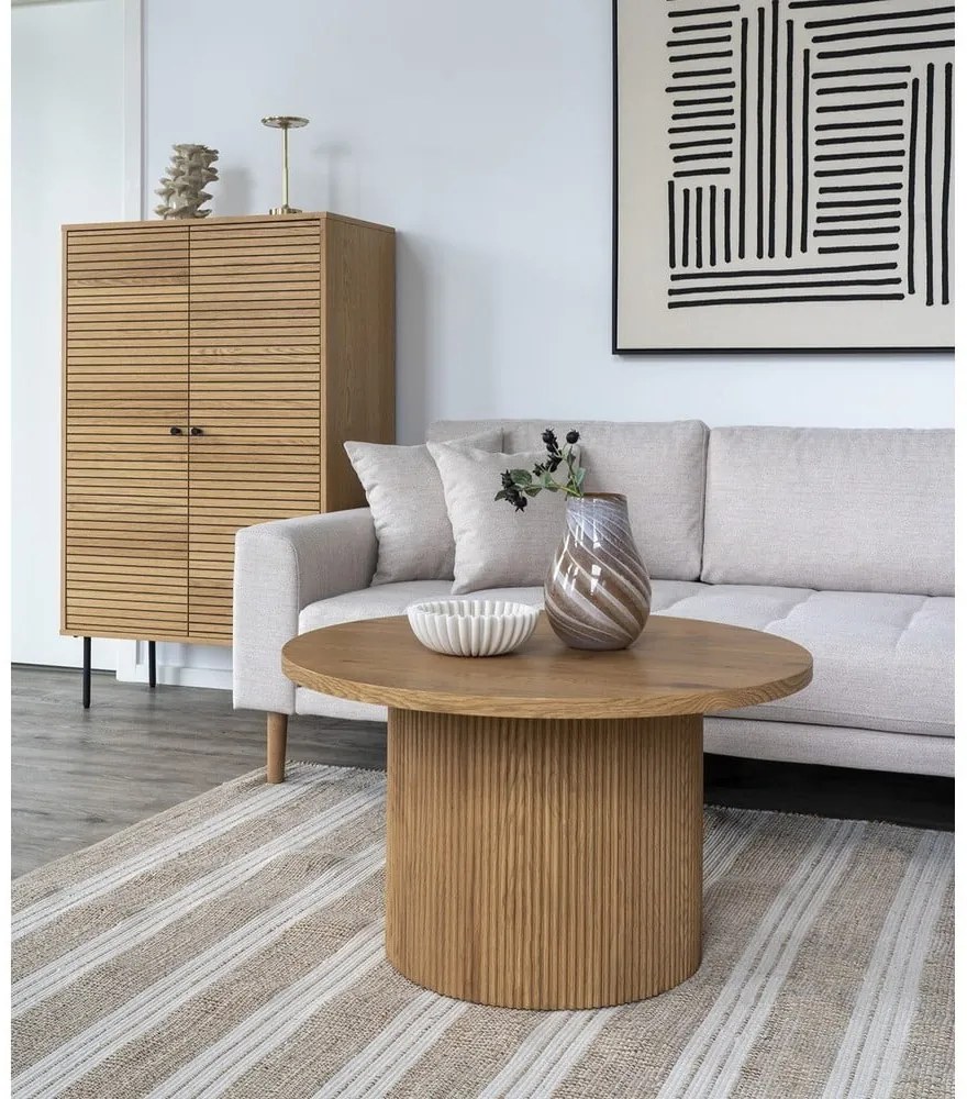 Кръгла масичка за кафе от декор от топола в естествен цвят ø 80 cm Boavista – House Nordic