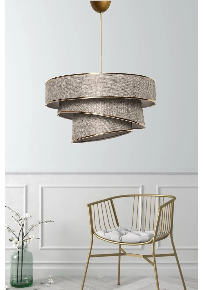Бежово и златисто висящо осветително тяло с текстилен абажур ø 40 cm Couper – Opviq lights