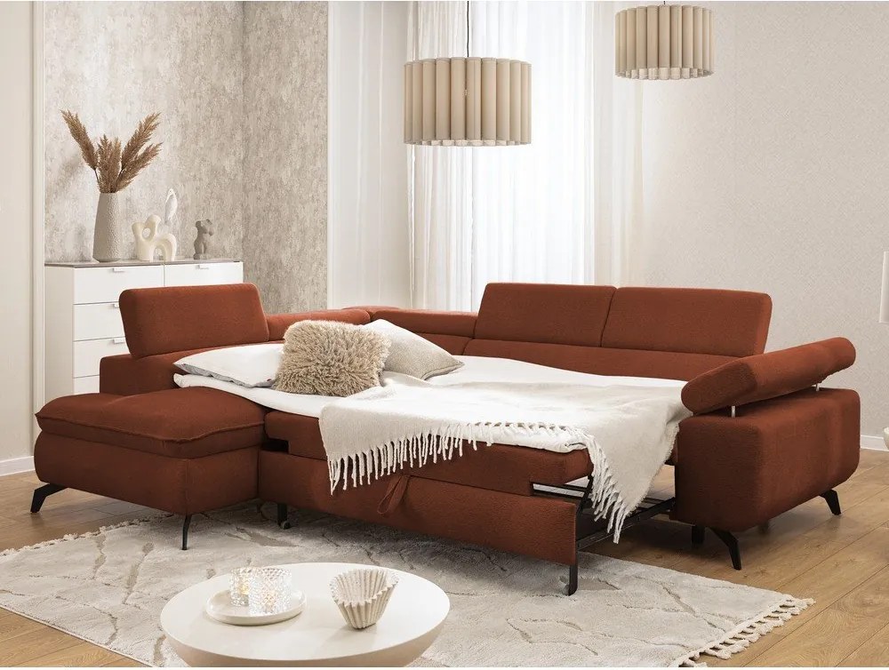 Теракотен шенилов ъглов диван (ляв ъгъл L форма) Marbeya – Ropez