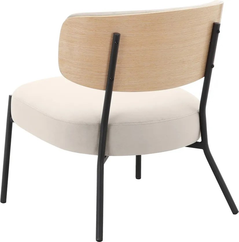 Кремав кадифен фотьойл с табуретка Jerry – Støraa