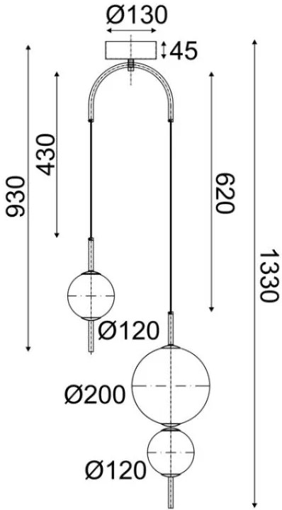 Висяща таванна лампа LED Amelia 3лампи