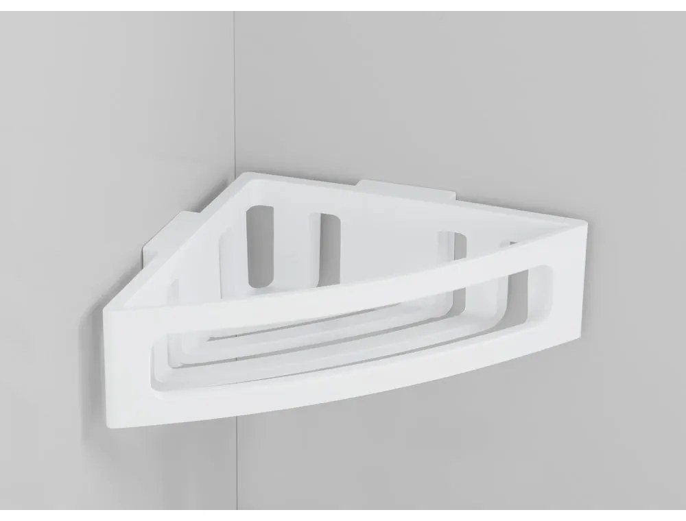 Бял ъглов самоносещ пластмасов рафт за баня Bralia - Wenko