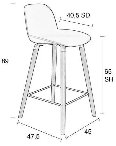 Комплект от 2 бели бар столове , височина на седалката 65 cm Albert Kuip - Zuiver
