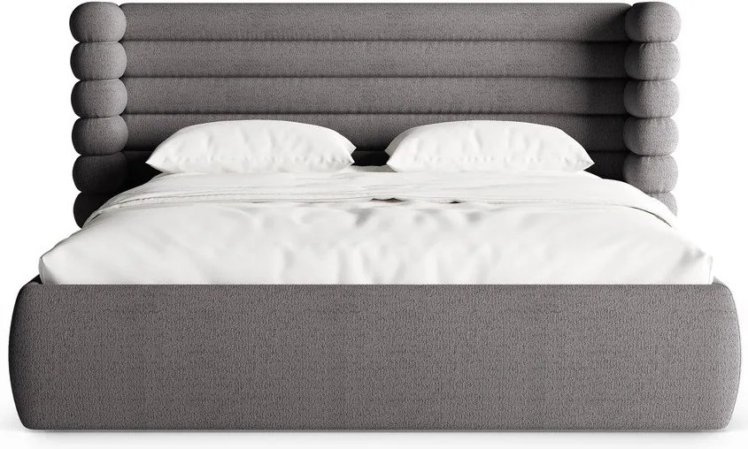 Тъмносиво двойно легло 180x200 cm тапицирано с място за съхранение с включена подматрачна рамка Mount – Micadoni