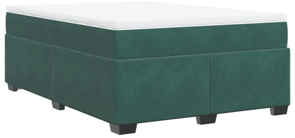 3285296 vidaXL Боксспринг легло с матрак, тъмнозелено, 160x200 см, кадифе