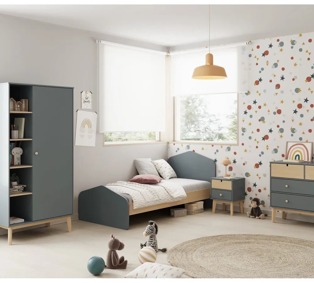 Детско нощно шкафче сиво-зелено Estefania – Marckeric
