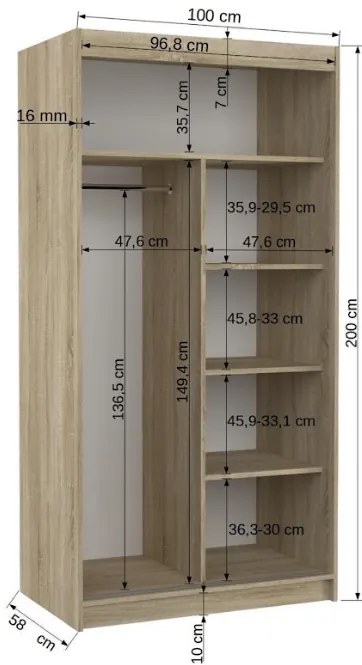 Гардероб Orianno 100 Sliding-White-Artisan