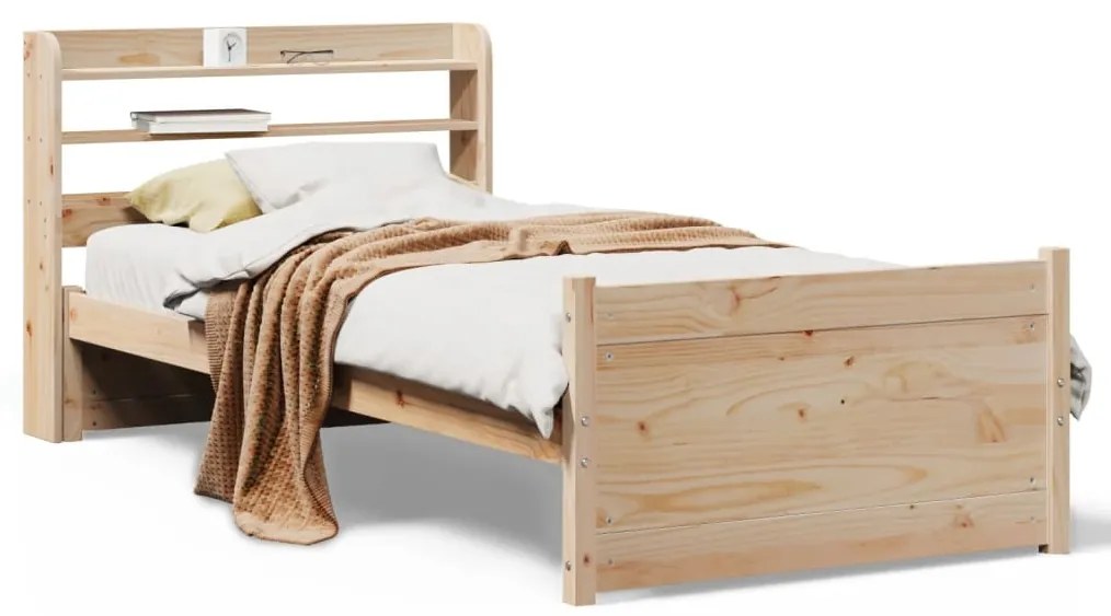 3306758 vidaXL Рамка за легло с табла, 100x200 см, борово дърво масив