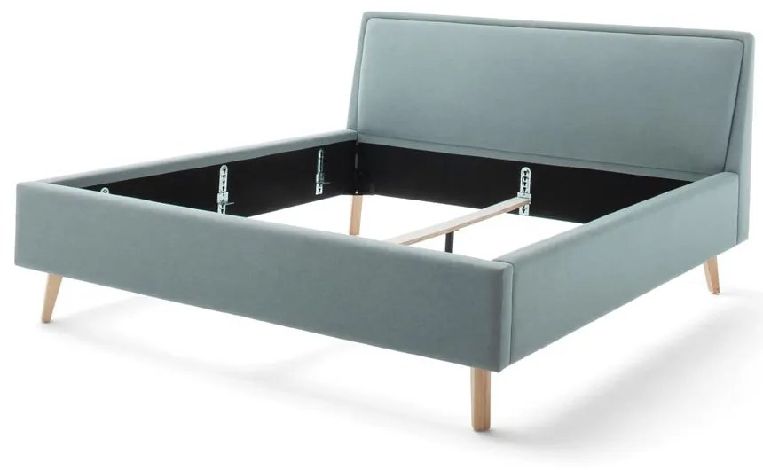 Синьо /сиво двойно легло 180x200 cm тапицирано без ламелно дъно Frieda – Meise Möbel
