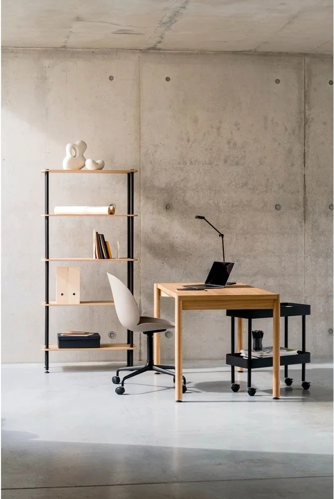 Черен стелаж от декор от дъб 80x163x35 cm Teidi – noo.ma