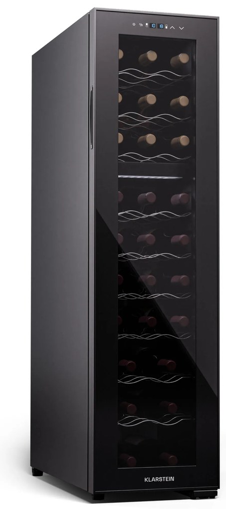 Klarstein Shiraz 27 Uno, охладител за вино, 2 зони, 83 л/27 бутилки, 5-18 / 5 - 18 °C, сензорно управление