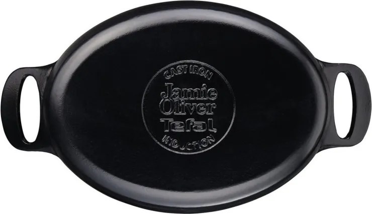 Чугунена тенджера Tefal E2125455 Jamie Oliver, 5.1 л, 45 см, Овална форма, До 250C, Емайлирана, Индукция, Черен