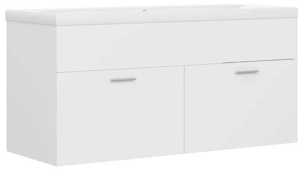 3070847 vidaXL Шкаф за баня с вградена мивка, бял, ПДЧ