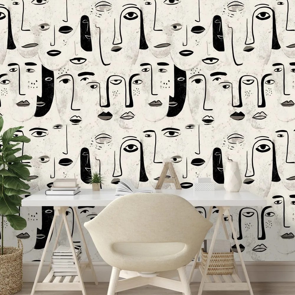 Тапет – Абстрактни черно-бели лица