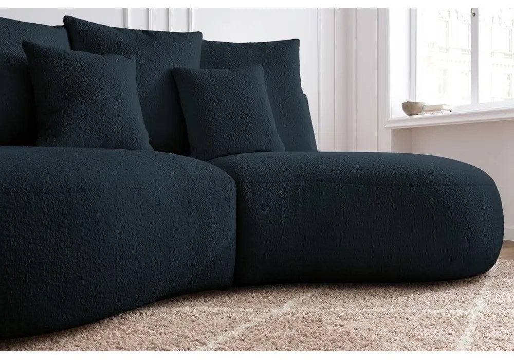Тъмносин диван от плат букле 260 cm Saint-Germain - Bobochic Paris